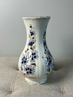 Vintage Hungarian Zsolnay Buzavirag Hand Painted Porcelain Vase Floral Hungary